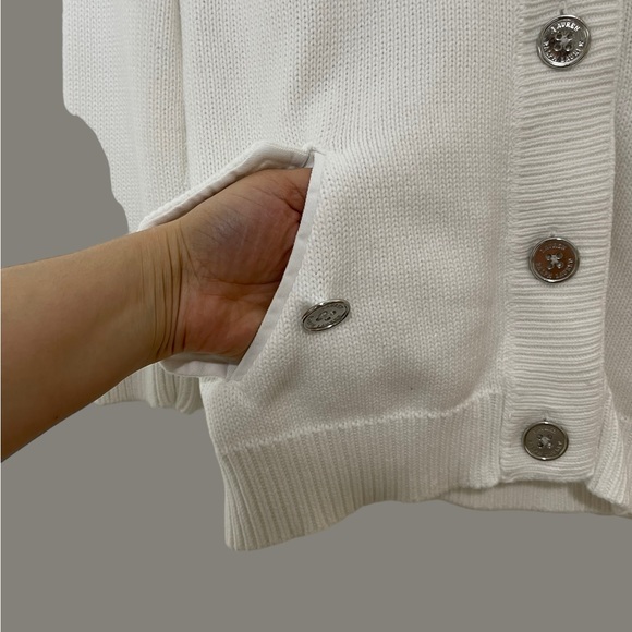 LRL Button Down Knitted Jacket Sweater With Pockets White Size M - Picture 6 of 10